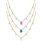 18k Diamond Necklace Stone Gemnel 18k Gold Fashion Minimalsit Pink Diamond Pear Solitaire Necklace Charms