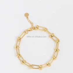 Latest 14K Gold Plated Stainless Steel Jewelry Horseshoe Buckle U Shaped Chain Accessories Bracelets B202082