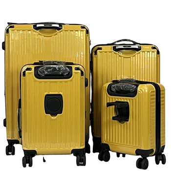 2024 Top selling Cup Holder 4 Suitcase Travel Bags Good quality Spring wheels 16 inch Luggage large capacity Suitcase 20/24/28