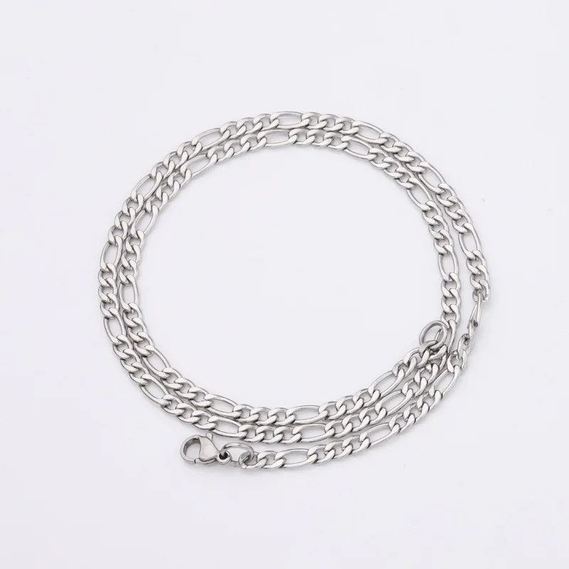 Hip-hop stainless steel Figaro chain thick chain necklaces white gold choker necklace for boys mens jewels 1