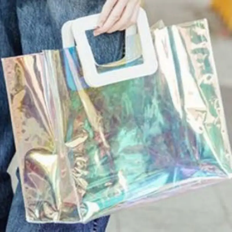 Wholesale Colorful Shopping Bag PVC Laser Tote Bag Promotion Clear PVC Beach Bag