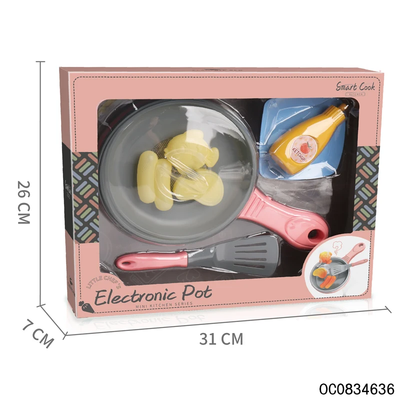 Electric kitchen fry pan toy for girls children big new style 2023