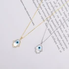 Jewelry Custom Fashion Classic Sterling Silver Charm Fatima Hand Blue Evil Eye Pendant Necklace Female Jewelry