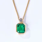 Diamond 2021 Trendy Custom Emerald Stone Diamond Necklace Women Jewelry 18k Pvd Gold Plated Pendant Necklace