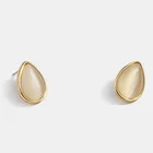 Silver Earrings Earrings Artificial Opal Gold-plated S925 Silver Needle Earrings