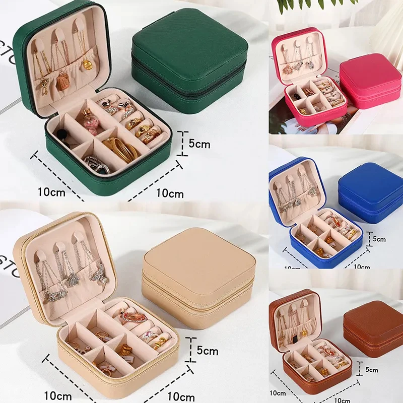 Jewelry Organizer Display Travel Jewelry Case Boxes Travel Portable Jewelry Box Leather Storage Organizer Earring Holder