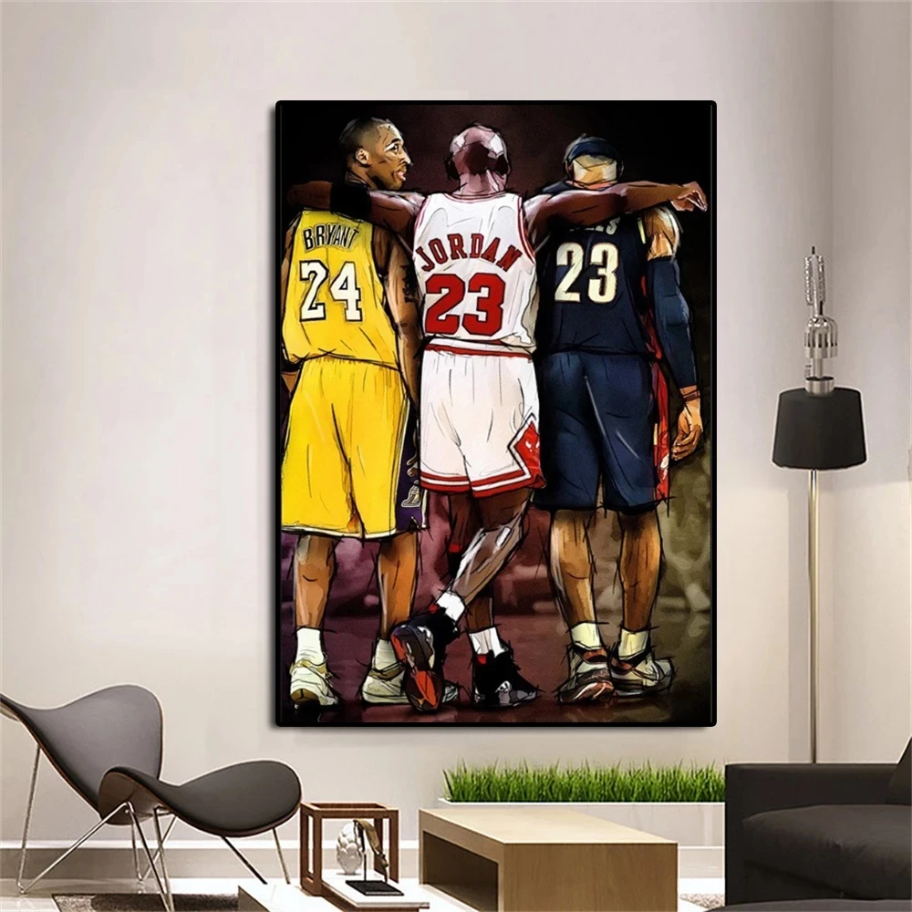 Basketball Star Poster And Prints Canvas Paintings Wall Art Kobe Bryant ...