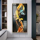 Art Wholesale Hand Work Glass Crystal Porcelain Paintings Golden Butterfly Custom Wall Art Animal Printed Painting