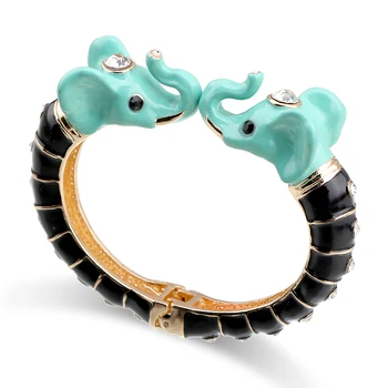 Newest Statement Elephant Bracelet Cuff Bangle in Gold Plating Enameled Colorful Fashion Jewelry Bracelet Wholesale