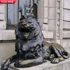 Brass Lion Statue Outdoor Animal Sculpture Outdoor Classic Casting Copper Brass Animals Sculpture Bronze Lion Statue
