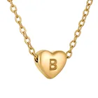 Heart Heart Shape Letters Pendant Women Stainless Steel Necklace Custom Alphabet Heart Necklace