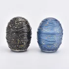 Egg Candle Holder 330ML Spray Egg Shape Glass Candle Holder With Lids For Wholesale