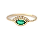 Fashion Emerald Ring Gemnel 2021 Fashion Jewelry Brass Gold Marquise Emerald Ring With Half Pearl Diamond Halo Chic Ring