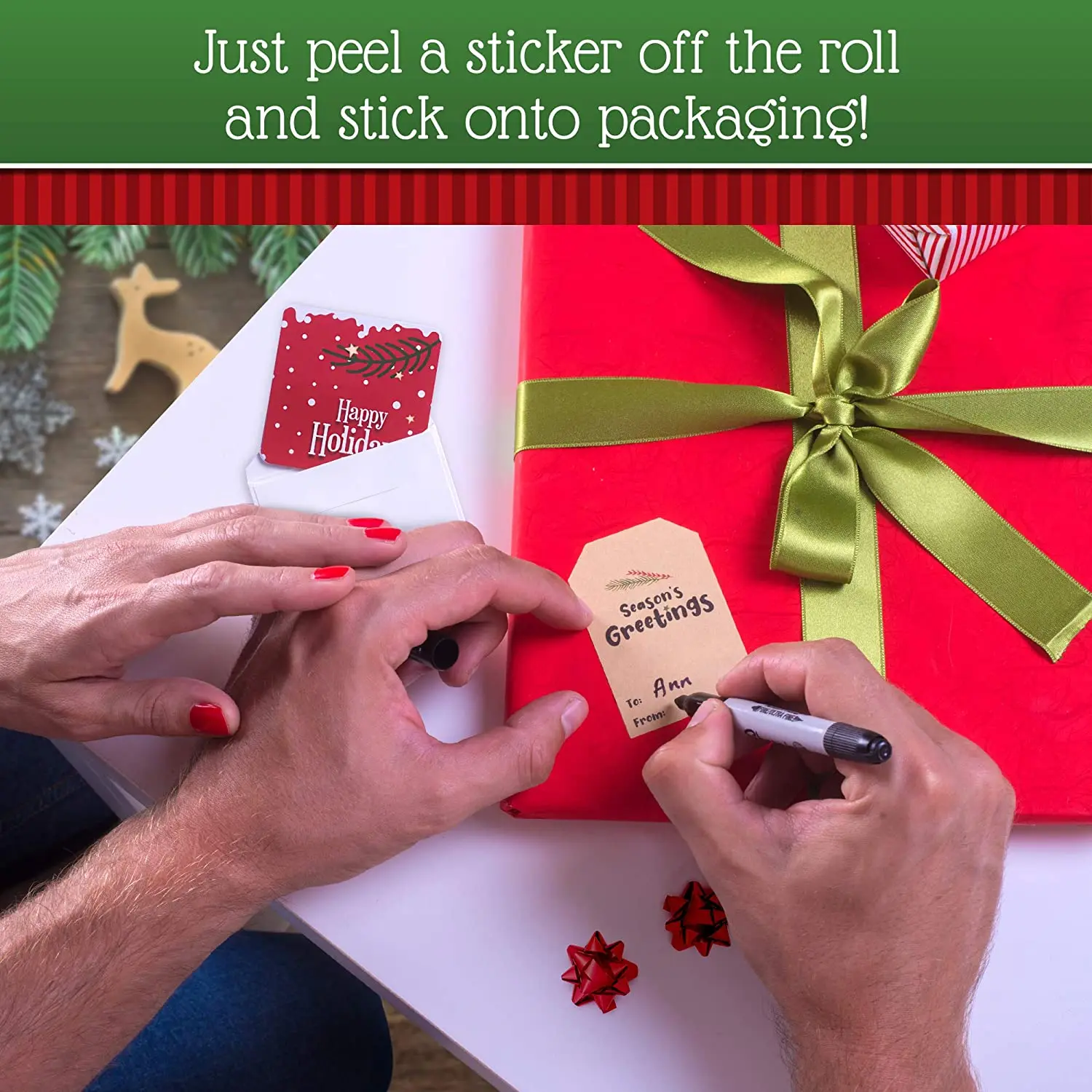 type of ink works great on the christmas name tags stickers with