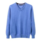 Blue Pullover Mens Sweater Pullover High Quality Blue Men Sweater V Neck 12GG Cotton Man Sweaters Pullover