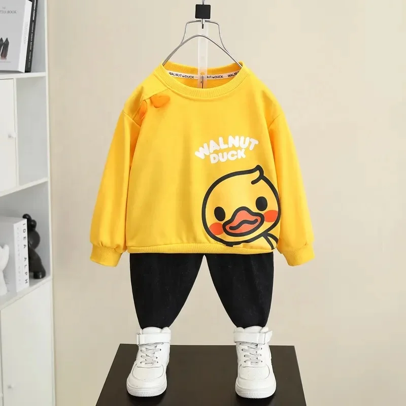 Wholesale high quality 2024 spring new Korean children's sportswear boys pullover sweater two-piece set