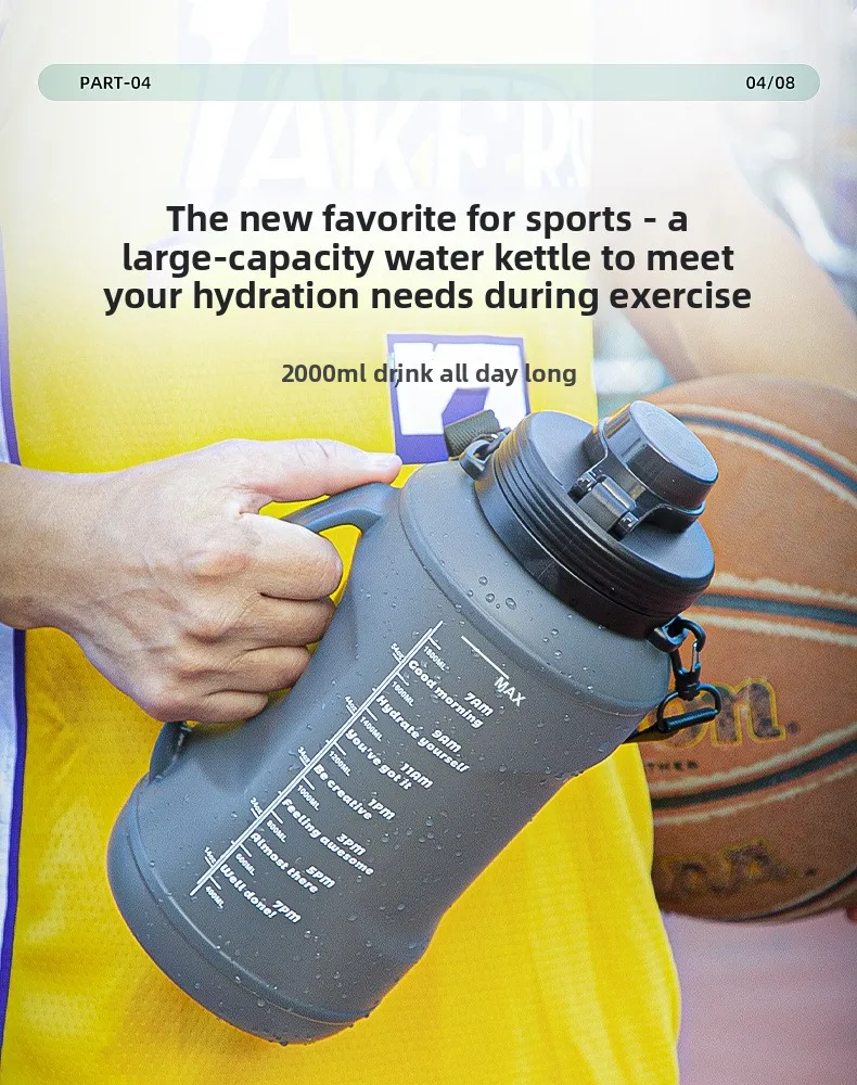 Custom 2L Silicone Sports Water Bottle Portable Foldable Large Capacity Outdoor Camping with Direct Drinking Handle for Tours details