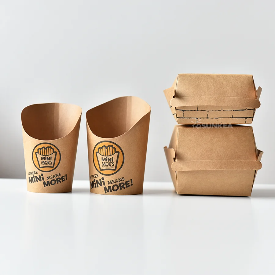 Factory Wholesale Disposable Food Grade Cardboard Hamburger Customized Size Printing Kraft Paper Burger Packaging Box