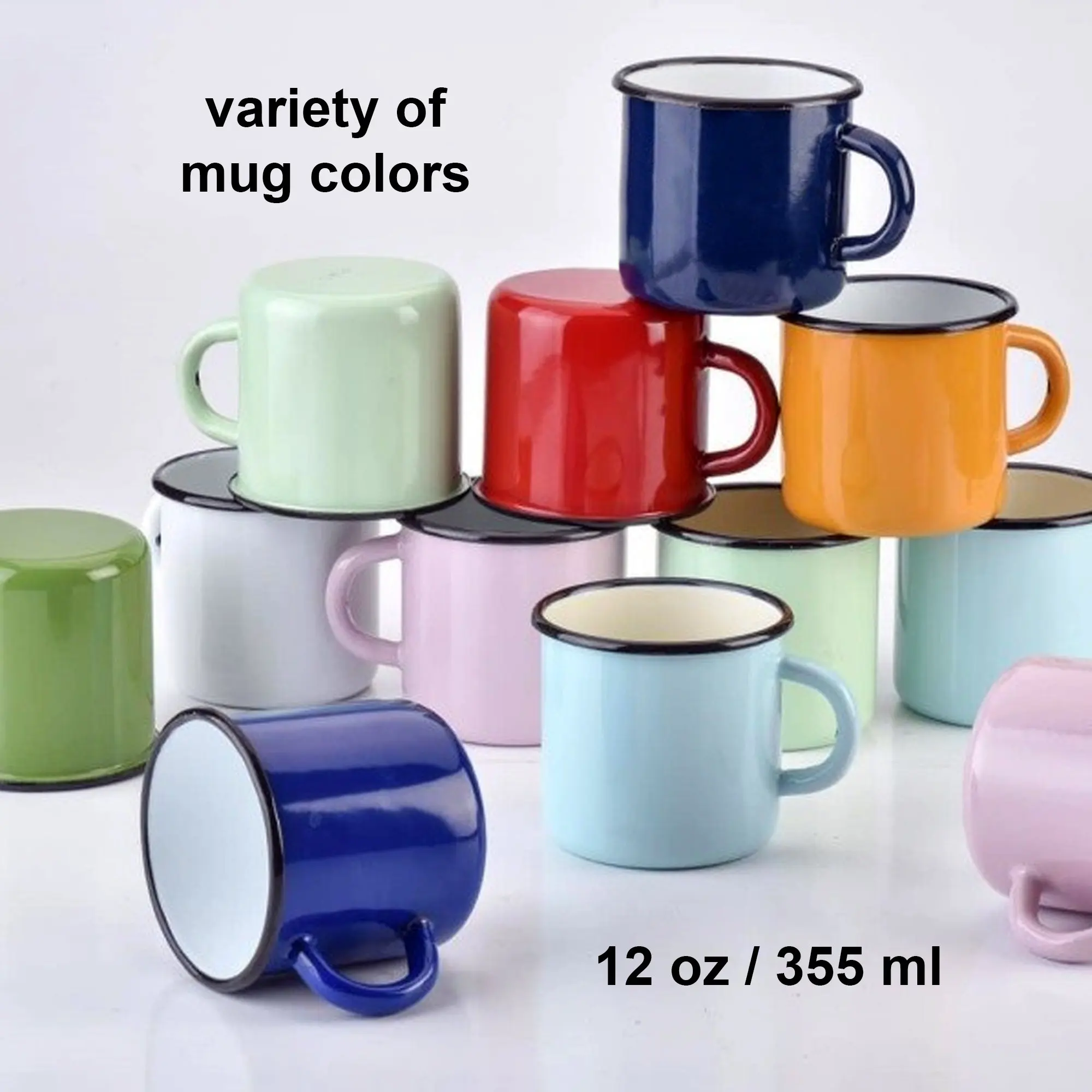 Customized logo Sublimation Blank Enamel Mug Coffee Mugs  metal Camping Enamel Mug with handle wholesale price