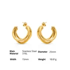 Hoop Chris April Fashion 316L Stainless Steel PVD Gold Plated Triplet Hoop Earrings For Women