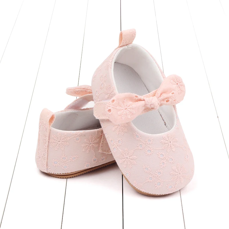 New Arrival Spring and Autumn Solid Color Bow Soft Soled Non-slip Baby Toddler Shoes for Girls factory