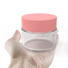 Glass Clear Glass Thick Wall Cosmetic Jars With Pink Lined Caps Glass Jars