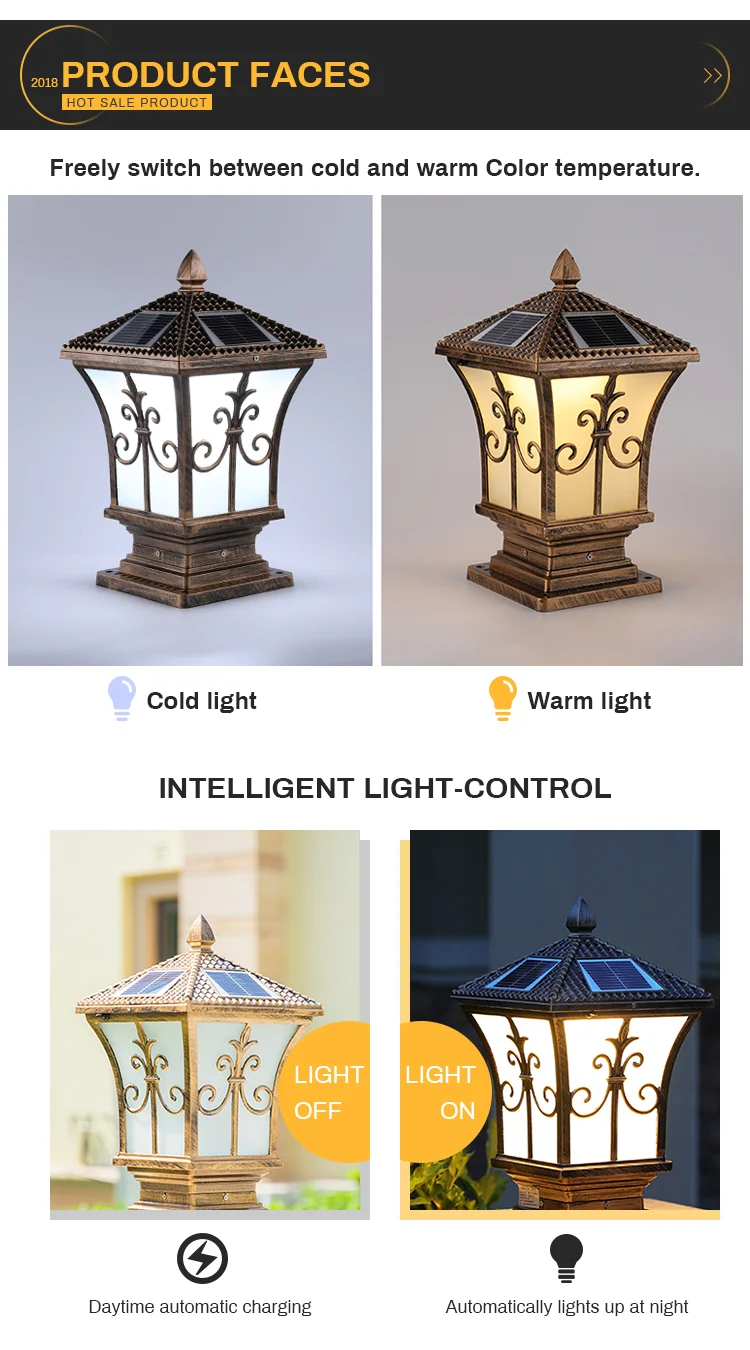 floor mounted traditional lantern solar power fence garden led post lights fixture outdoor fence 4x4 white top