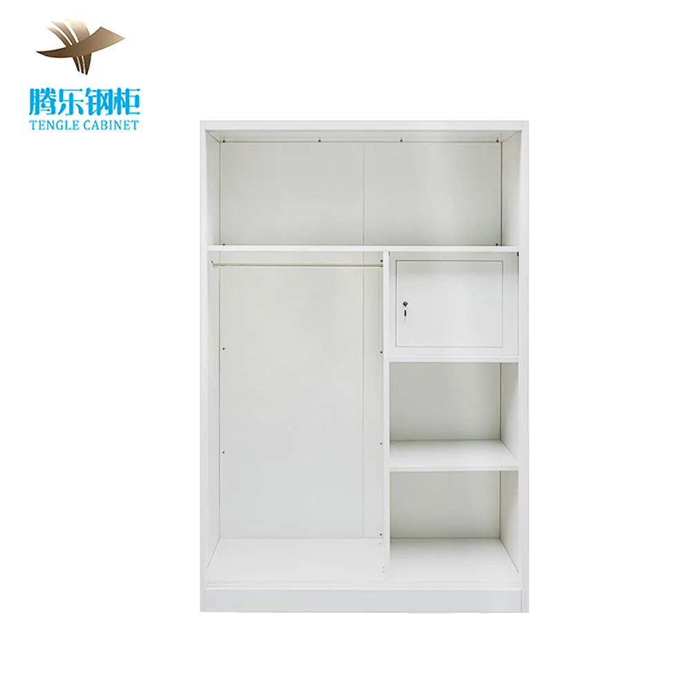 Bedroom Wardrobe 2 Sliding Doors Metal Wardrobe Printed Steel Iron Closet Wardrobe with mirror Steel Cabinet For Home