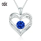 Blue Custom Carved Crystal Pendent Sterling Silver Birthstone Blue Sapphire Silver 925 Pendant