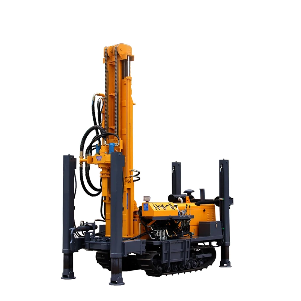 China factory HWH180 DTH crawler drilling rig for water well drilling rig machine 180m 55kw pneumatic  driven drilling depth