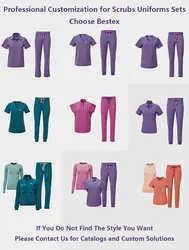 ECBC  Custom Medical Hospital Nurse Uniform Tops Polyester Rayon Spandex Scrubs Uniforms Sets Uniformes De Enfermera Para