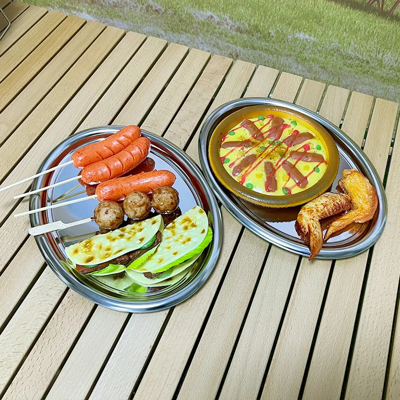 Customized German Style Stainless Steel Egg Plate OEM ODM Barbecue Plate Hot Pot Vegetable Sushi Fruit Cake Bread Plate