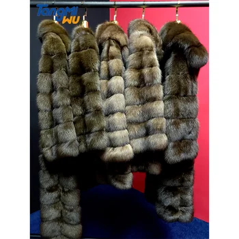 TMW top grade luxury clothing rich women overcoat whole fur warm long furcoat real animal fur sable fur coat