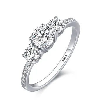 Custom Cubic Zirconia Eternity Rings Women CZ Jewelry Promise Engagement Wedding Three Stone 925 Sterling Silver Diamond Ring