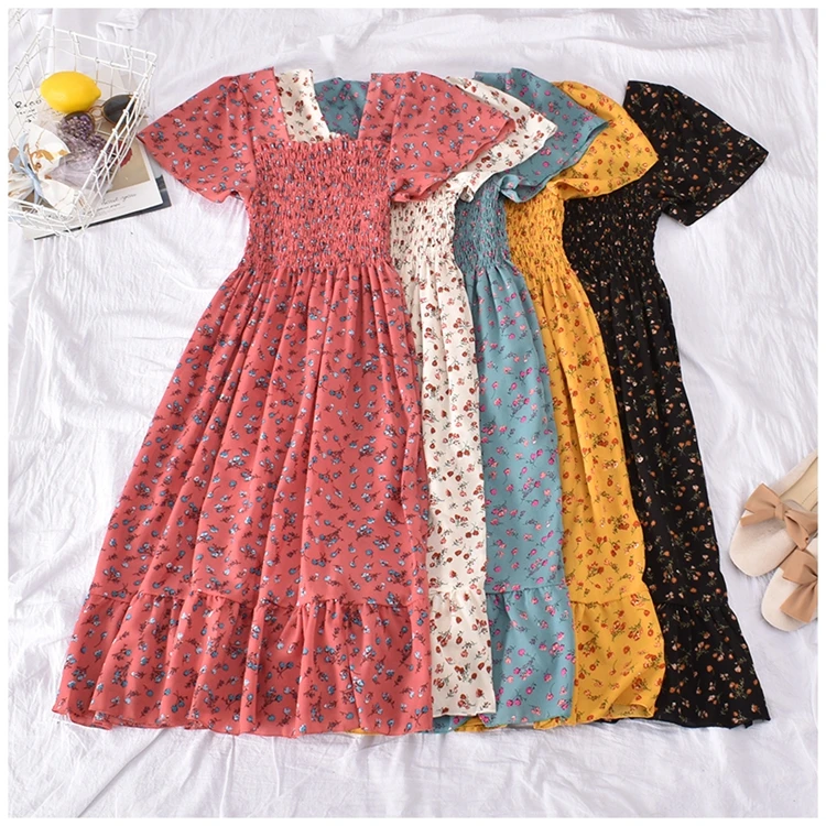 Tw650 Latest Korean Design Floral Print Elastic Vintage Square Neck Short  Sleeve Long Dress Women Summer Dresses Clothing - Buy Buy Korean Floral  Dress,Women Floral Long Dress,Summer Long Dresses Product on Alibaba.com