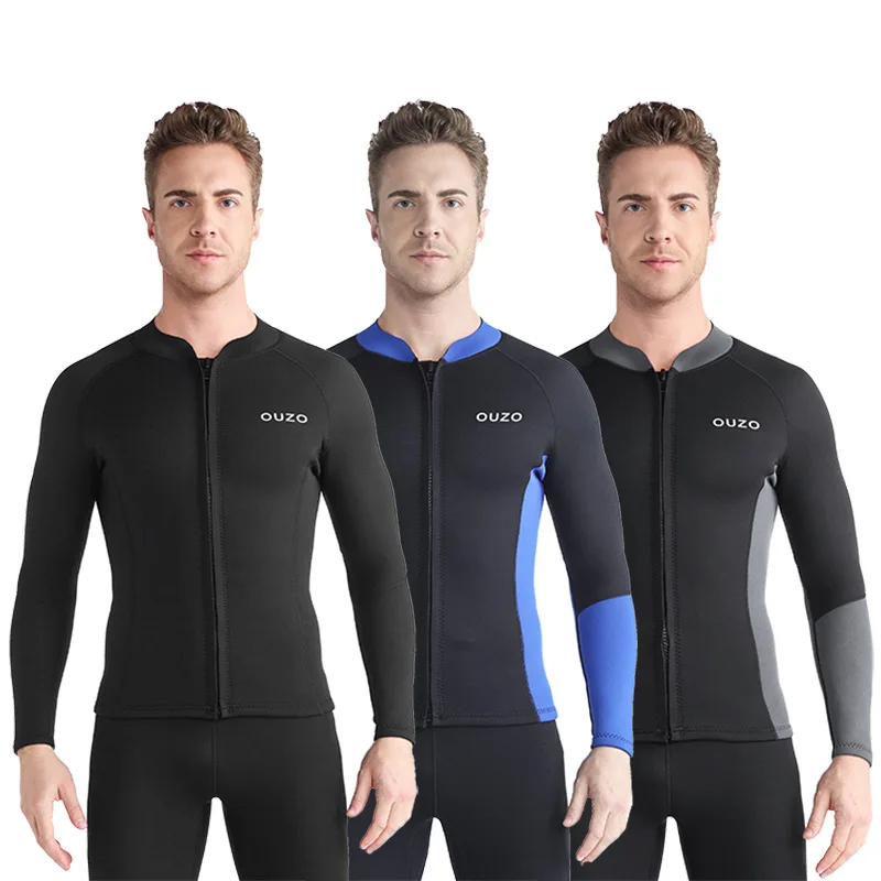1.5mm Front Zip Neoprene Snorkeling Swim Suit Diving Wetsuit Jacket Surfing Split Top