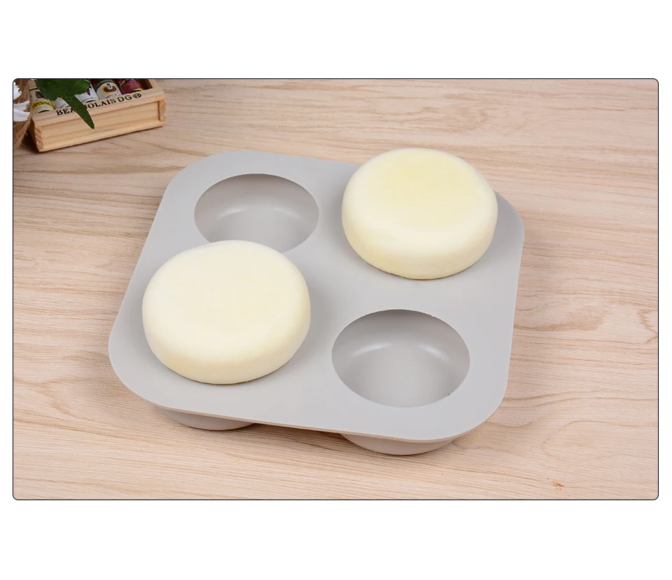 SILIKOLOVE 4 cavities  round soap mold silicone mould for DIY hand candle soap