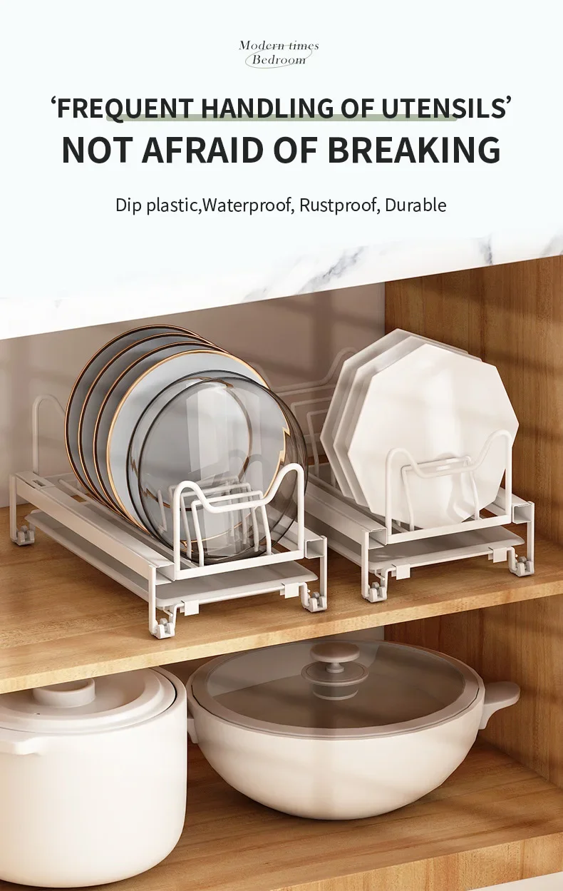 Modern Steel Dish Rack Simple Pull-out Design for Home Kitchen Foldable and Sliding Under-Sink Plate Holder and Shelf