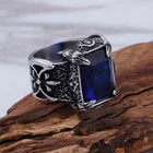 Cz Ring Stone Zircon Ring Men CZ Men Ring Royal Blue Color Stone Jewelry 316 Stainless Steel Accessories