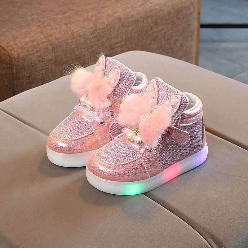 Fashion Glowing Sneakers Princess Girls Led Boots Children Luminous
