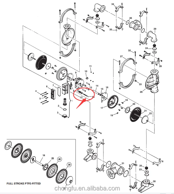 Gruppo manicotto pilota albero metallico adatto per pompa pneumatica a doppia membrana azionata ad aria 04-3880-99 fabbrica