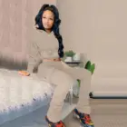 2021 Fall Winter Women Clothing 2pc Sweatsuits Sweatshirts Hoodies Jogger Pants Thick 2 Piece Pants Set