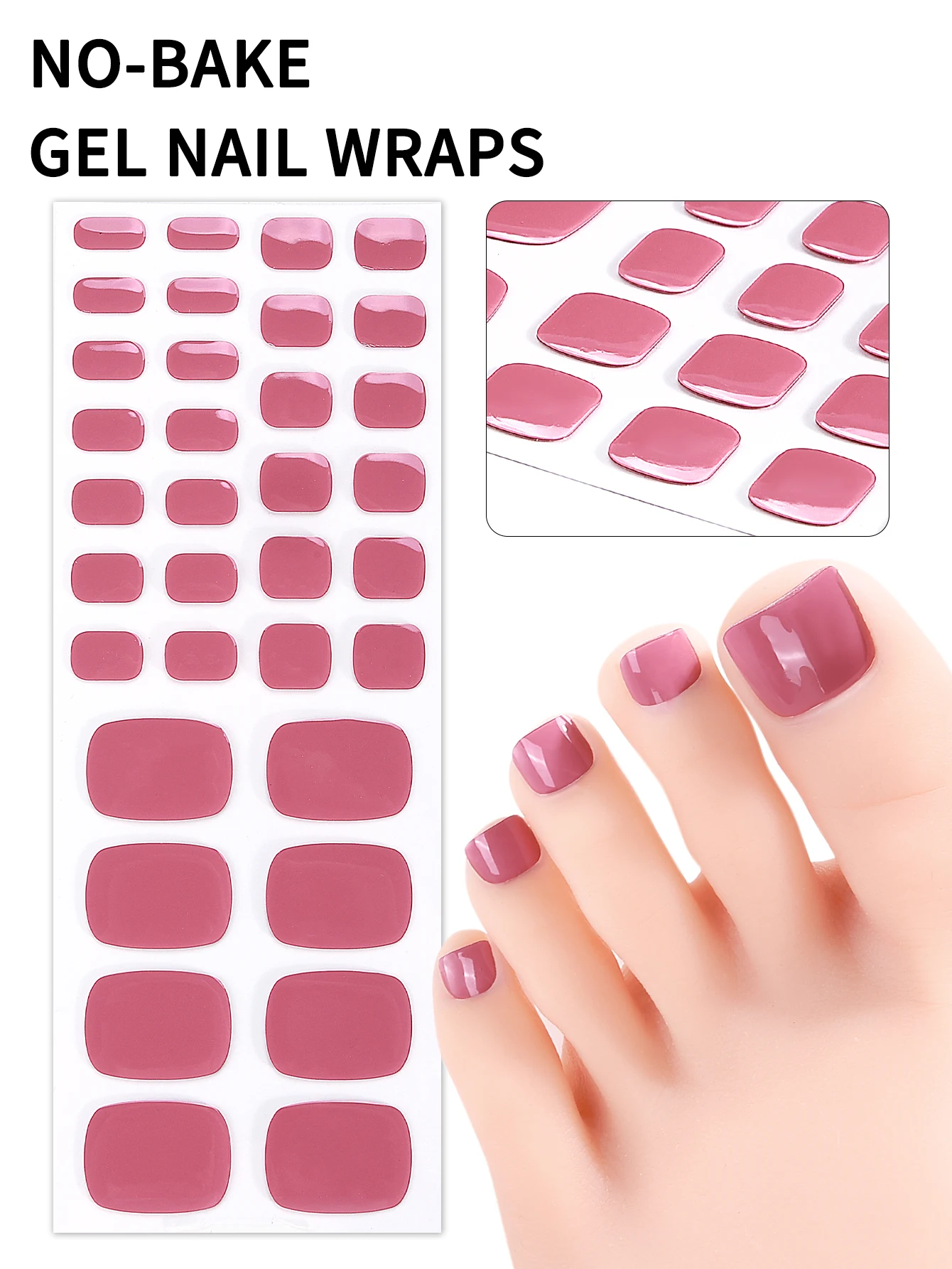 New Products No Baking 100% Real Polish Gel Toenail Sticker False Press on Toe Nails UV Free for Foot Nail Art details