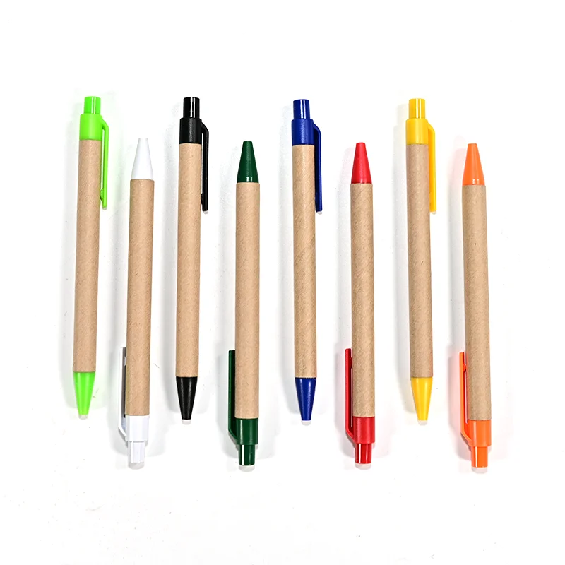 Promotional design paper tube pens soft in China custom logo write smoothly ballpoint pen
