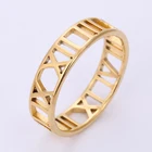 Titanium Ring Stainless Steel Jewelry Titanium Steel Laser Cut Roman Numerals Hollow Ring