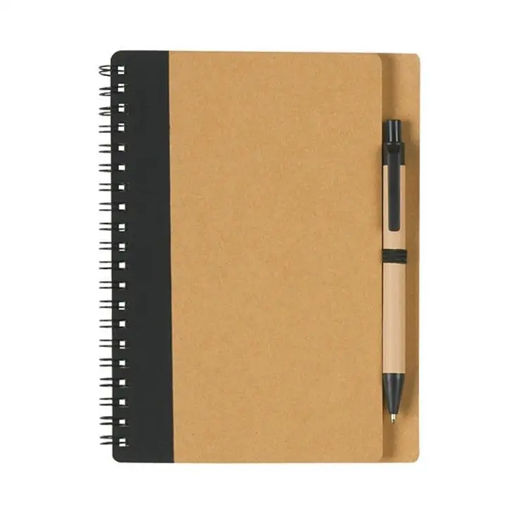 Steno Notebook with Pen Holder, Spiral Lined Notepad for Writing, Kraft Paper Cover Small Pocket Notebooks 3