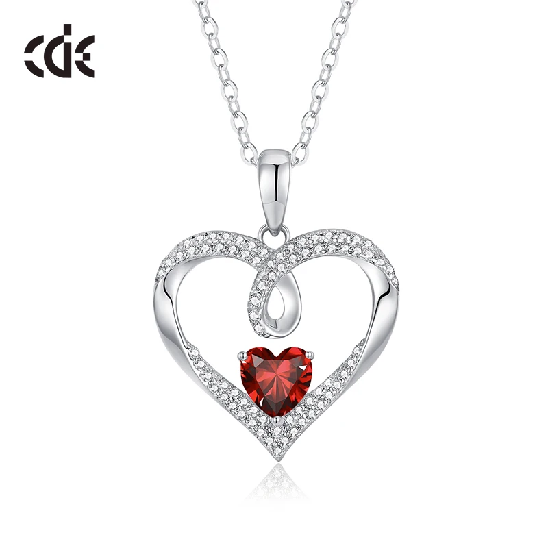 CDE YN1058 Original Jewelry 925 Sterling Silver Necklace Heart-Shaped Pendant Necklace Zircon Plata De Collar Heart Necklace