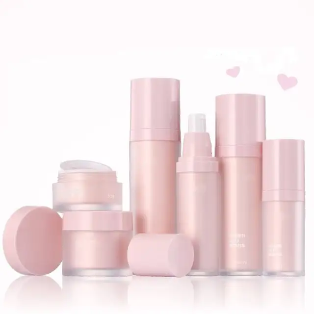 Custom Logo High End As Double-layer Pink Lotion Bottle Cosmetic Package Containers Set Skin Care Production Bottles 30ml-120ml
