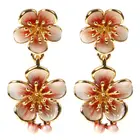 Flower Pendant Plated Multi Real Flower Earrings Pendant Dangle Ear Gold 2021 Fashion For Women Gift Jewellery