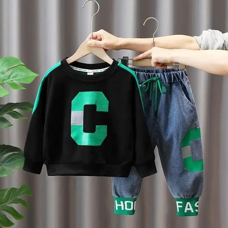 Boys' spring and autumn suits star girls' children's clothes Spring and autumn children's baby hoodie two-piece set